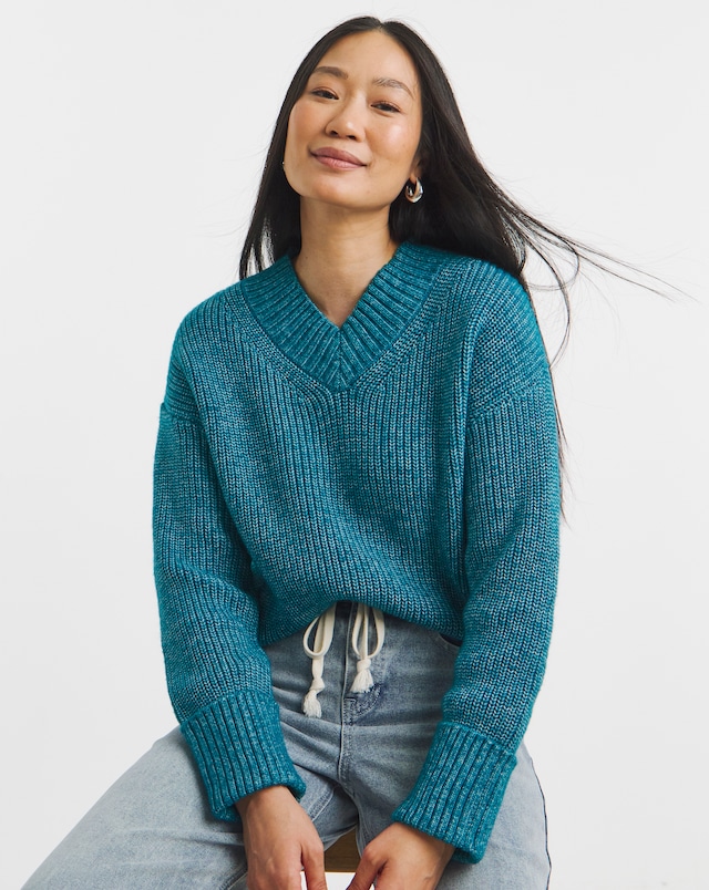V-Neck Jumper - Teal