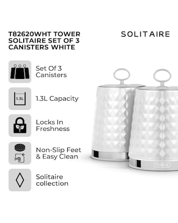 Tower Solitaire Set of 3 Canisters White