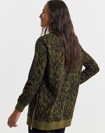 Plum Print Side Zip Longline Sweatshirt