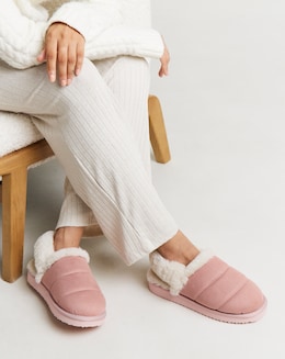 Halle Fluffy Slingback Slippers - Wide Fit (E)