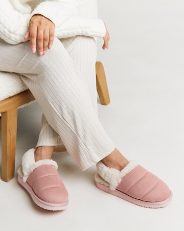 Halle Fluffy Slingback Slippers - Wide Fit (E)