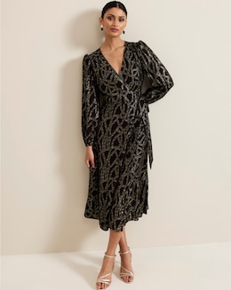 Phase Eight Jazminda Shimmer Wrap Midi Dress