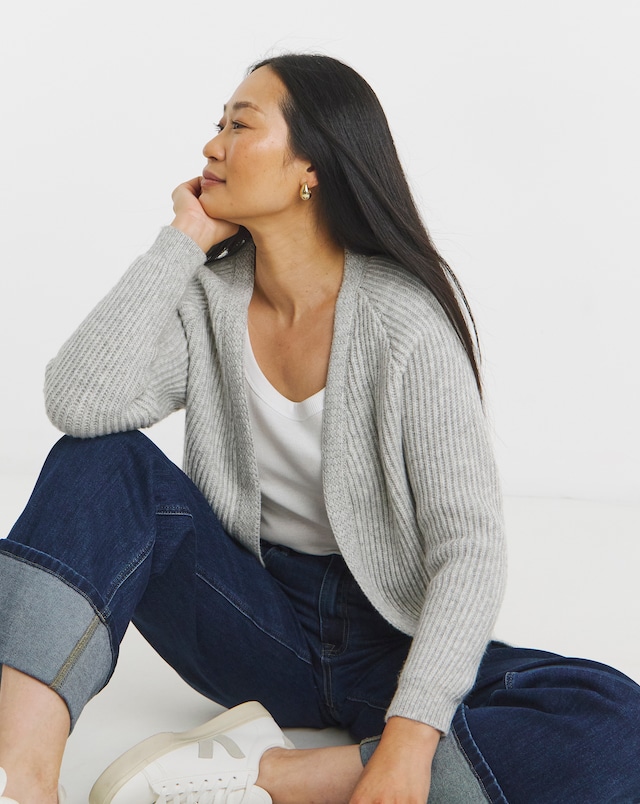 Re-luxe Grey Marl Edge To Edge Cardigan