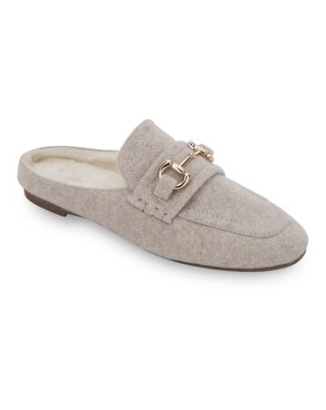 Mule Slipper with Snaffle Trim - Wide Fit (E)