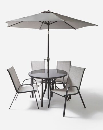 Malaga 4 Seater Dining Set with Parasol