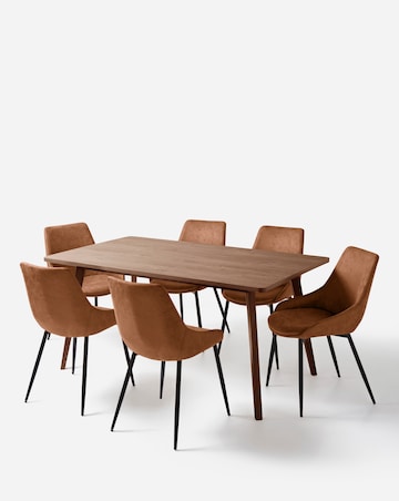 Oslo Dining Table with 6 Etta Faux Leather Chairs