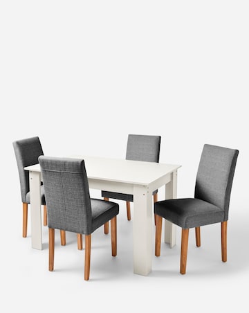 Dakota Small Dining Table with 4 Ava Fabric Chairs