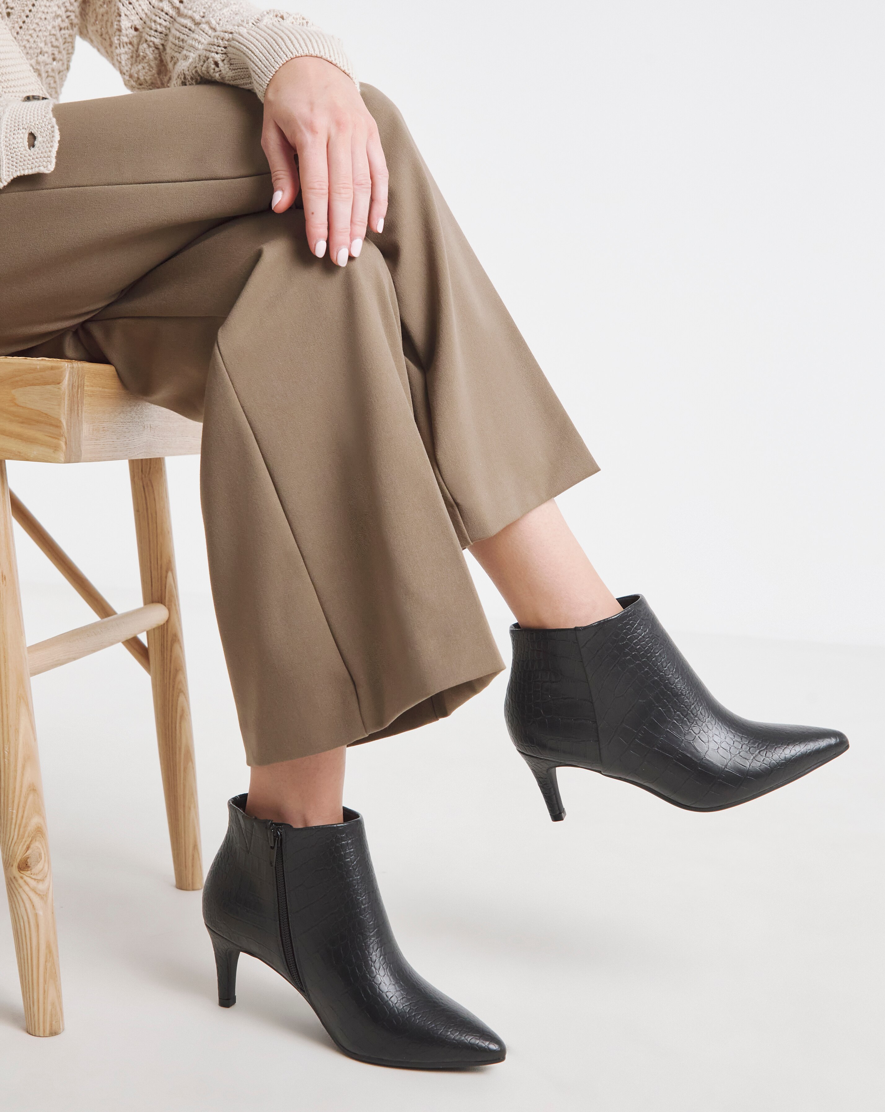 Cairns Kitten Heel Pointed Toe Ankle Boot Extra Wide EEE Fit