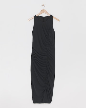 Sleeveless Jersey Ruched Midi Dress