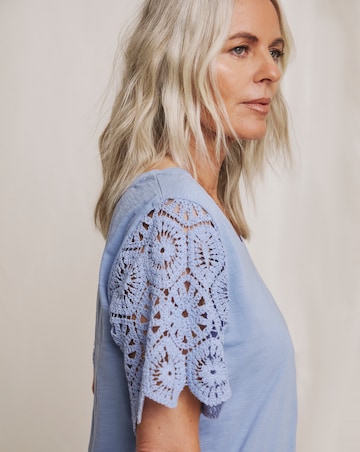 Julipa Pure Cotton Crochet Sleeve T-Shirt