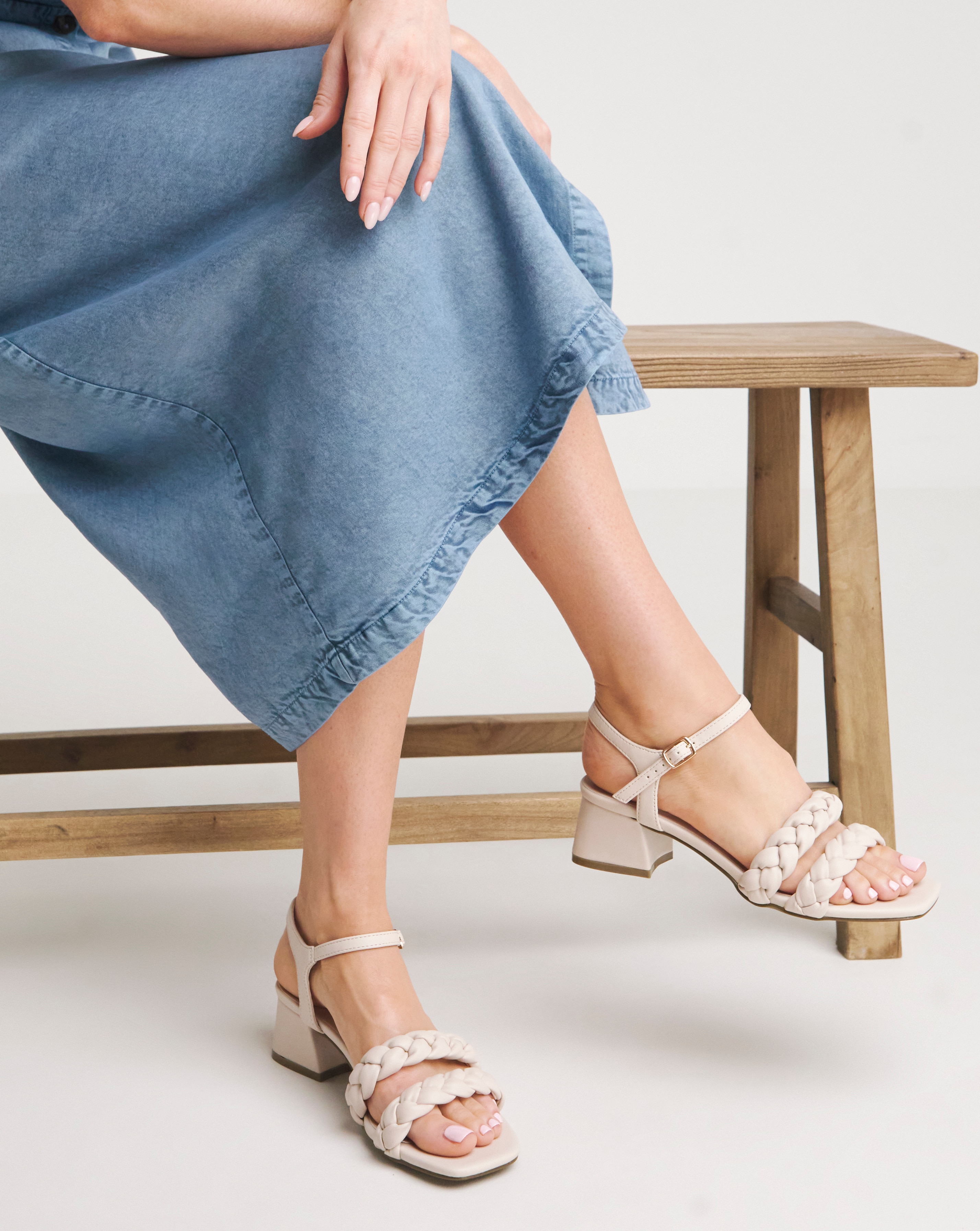 Jacinda Twin Strap Block Heeled Sandals - Extra Wide Fit (EEE
