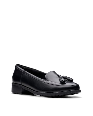 Clarks Black Havisham Leather Tassel Loafer