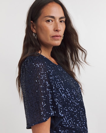 Navy Sequin Angel Sleeve Top