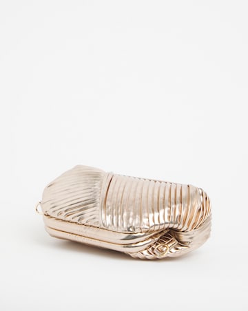 Gold Pleated Detail Clutch Bag