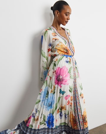 Joanna Hope Pleated Floral Maxi Dress