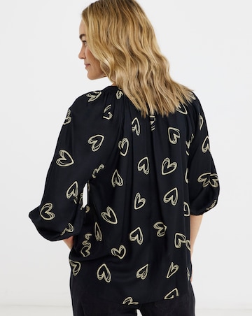 Collarless Button Through Blouse