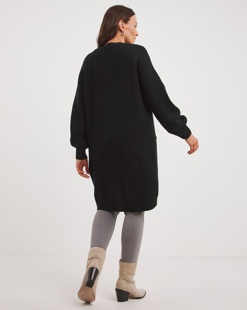 Black Fisherman Rib Cardigan