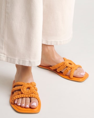 Simply Be Macrame Woven Mule Flat Sandals - Wide Fit (E)