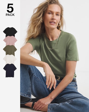 Pure Cotton 5 Pack The Crew Neck Short Sleeve T-Shirt