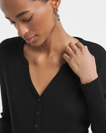Pure Cotton Henley Button Front Long Sleeve Top