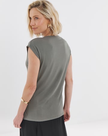 Extended Neck Cap Sleeve Top