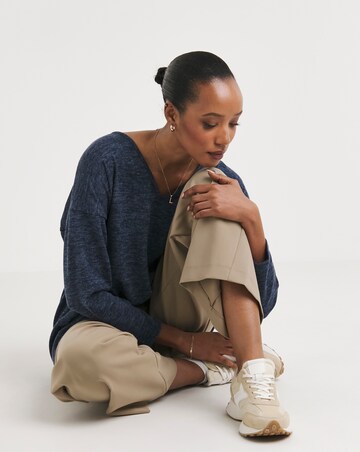 Navy V Neck Soft Touch Longline Top