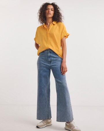 Orange Linen Relaxed Grown On Sleeve Shirt