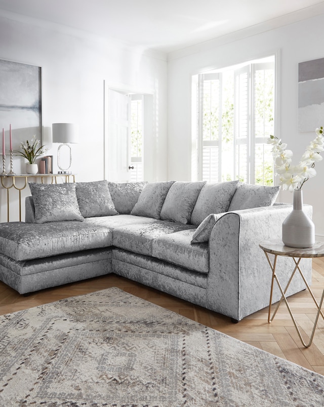 Chicago Crushed Velvet Left Hand Corner Chaise Sofa