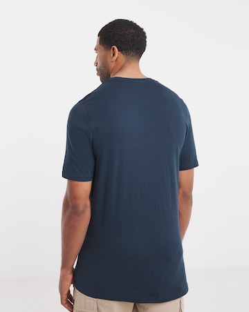 Pure Cotton Crew Neck T-Shirt Extra Long Length- Navy