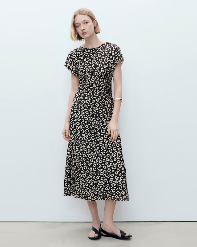 Mango Leopard-Print Dress with Frayed Ends