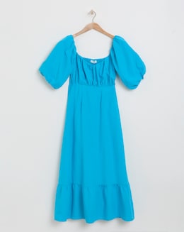 Joanna Hope Linen Dress With Puff Sleeves