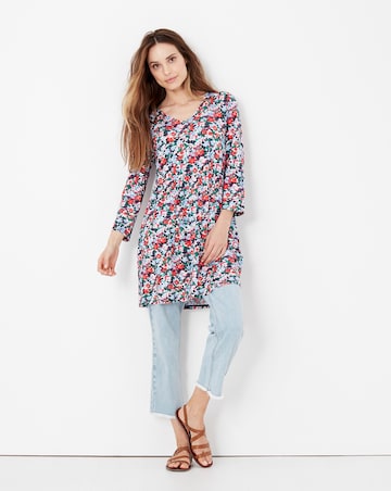 Joules Erin Floral V Neck Jersey Tunic