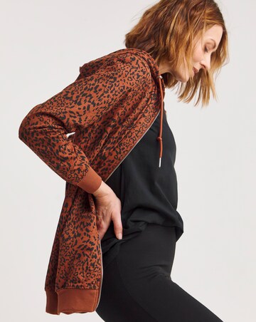 Animal Print Longline Zip Through Hoodie