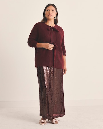 Simply Be Cosy Yarn Wine Pink Tie Front Bow Cardigan