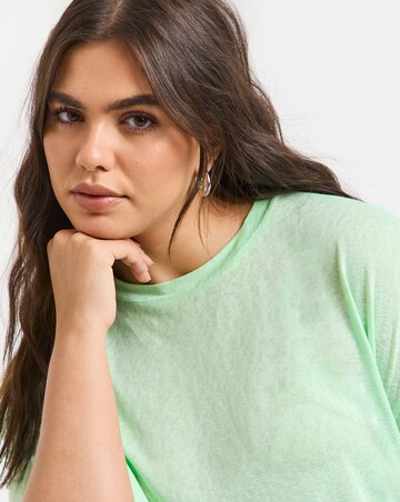 Green Slub Texture Slouchy T-Shirt