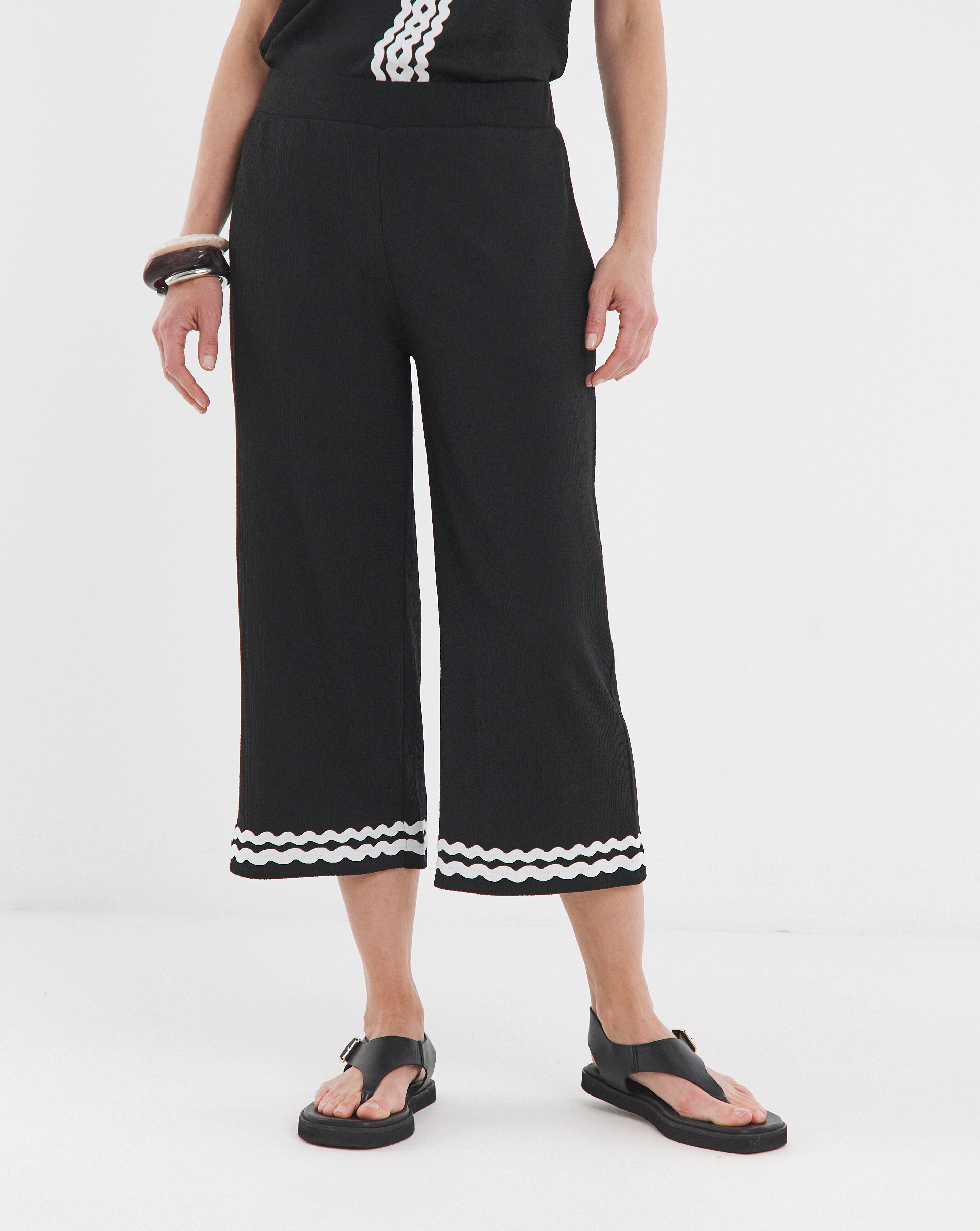 Contrast Ric Rac Trim Jersey Cropped Trousers | JD Williams