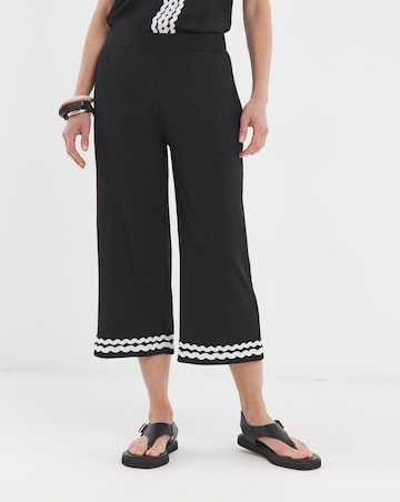 Contrast Ric Rac Trim Jersey Cropped Trousers
