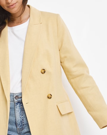 Yellow Linen Double Breasted Blazer