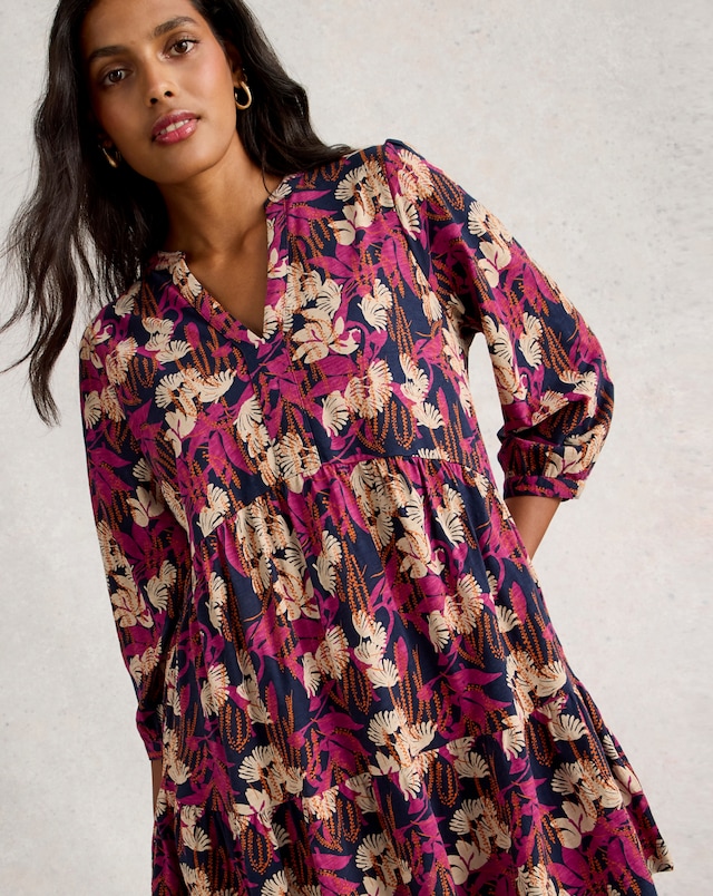 White Stuff Marta V-Neck Tiered Cotton Tunic Top