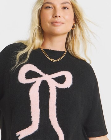 Simply Be Bow Placement Print Knitted T-Shirt