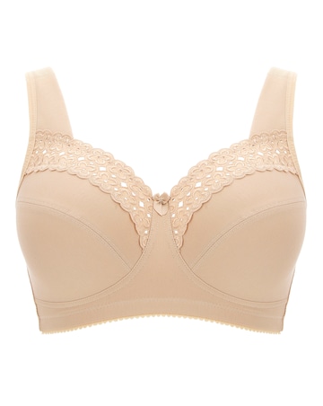 Miss Mary of Sweden Broderie Anglaise Cotton Non Wired Bra Skintone