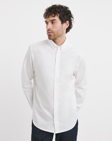 Calvin Klein Long Sleeve Regular Fit Oxford Shirt - White