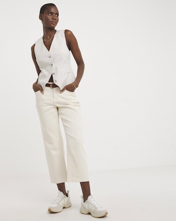 Ecru Straight Leg Crop Jeans