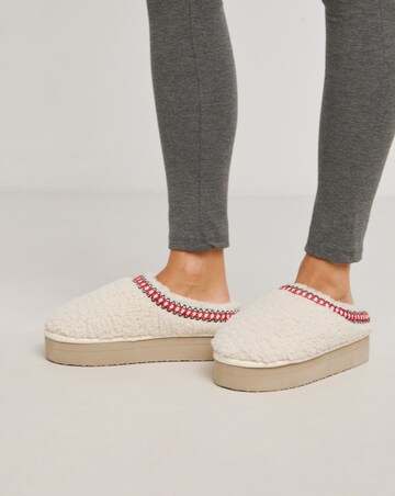 Elvira Borg Stitch Detail Flatform Slippers Wide E Fit