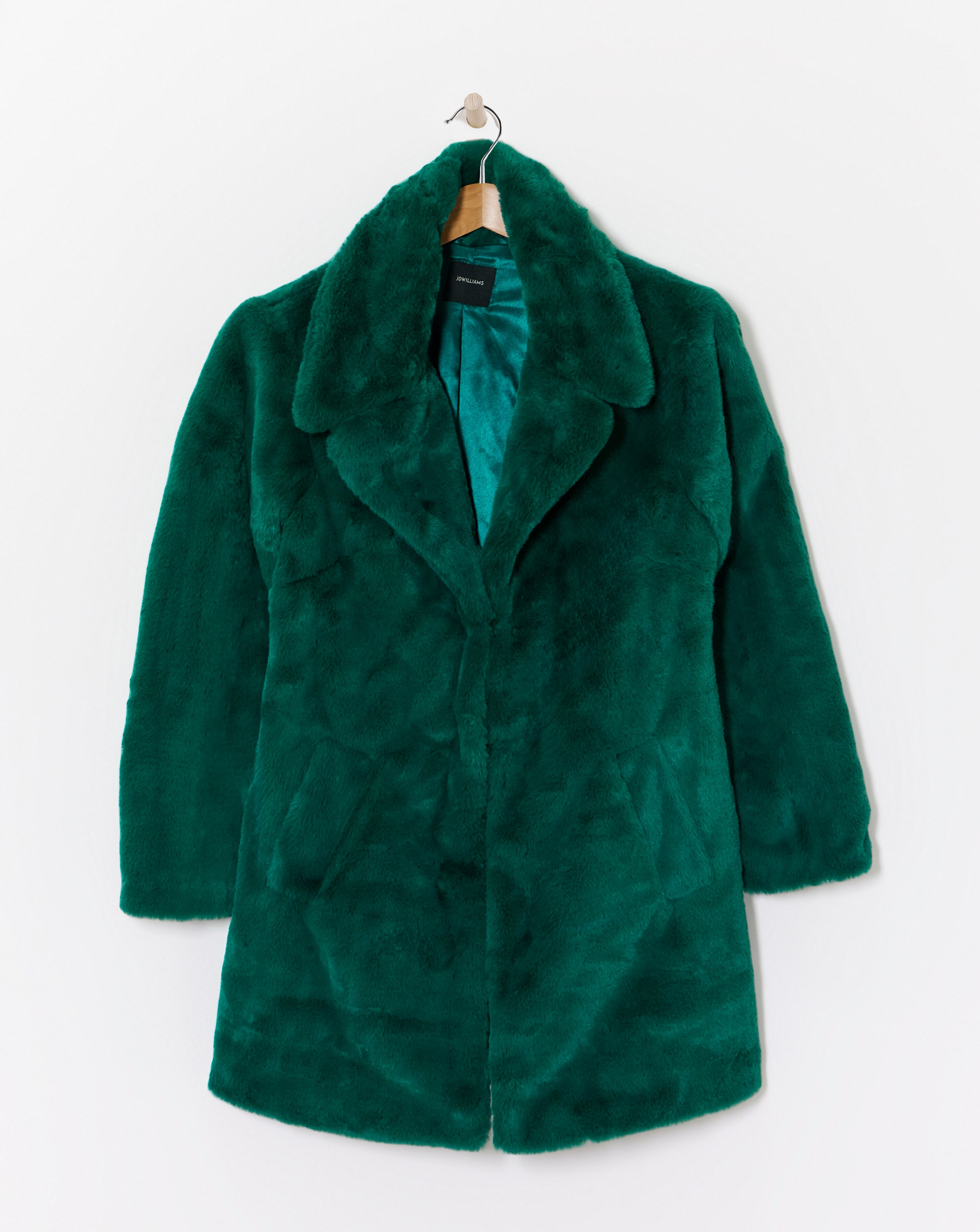 Green Plush Faux Fur Coat