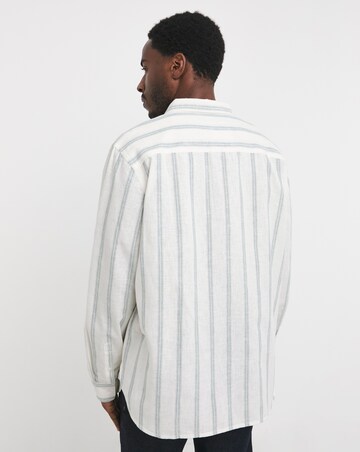 Long Sleeve Linen Blend Stripe Shirt