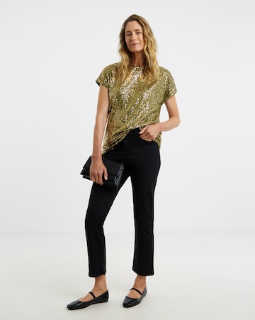 Sequin Longline Curved Hem Top