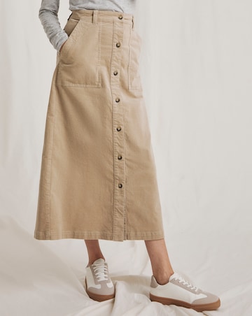 Julipa Pure Cotton Button Down Stretch Cord Skirt