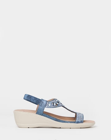 Cushion Walk Metallic Navy Embellished Wedges - Extra Wide Fit (EEE)