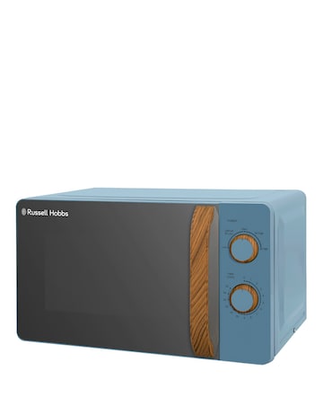 Russell Hobbs 17 Litre Blue Manual Microwave Wood Effect